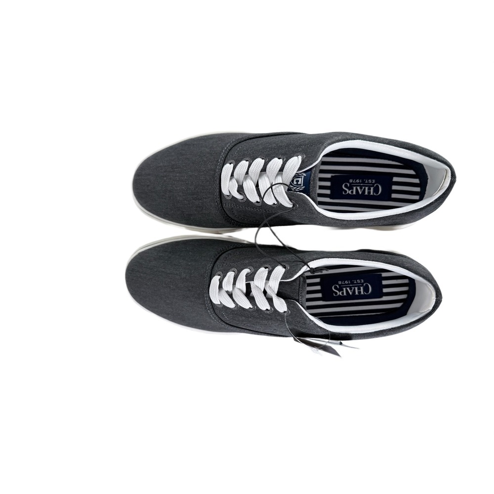 Chaps Men's Memory Foam Casual Canvas Lace-Up Sneakers Shoes Charcoal Gray - Picture 2 of 10